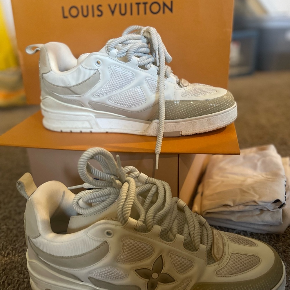 Louis Vuitton White and Gray Sneakers
